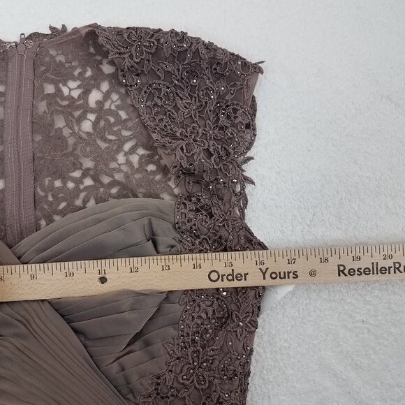 La Femme Size 6 Cocoa 21661 Ruched Chiffon A-line Gown Long Maxi Dress - Picture 8 of 14